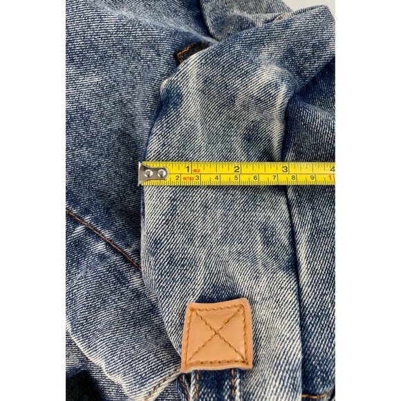 Vintage Denim Shoulder Bag Purse Adjustable Knotted Strap & Leather Accents - Picture 14 of 15